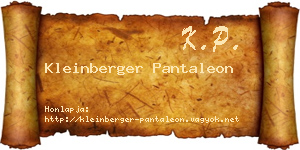 Kleinberger Pantaleon névjegykártya
